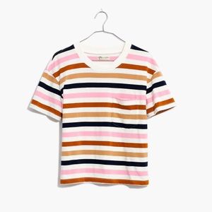 Striped cropped madewell pocket tee